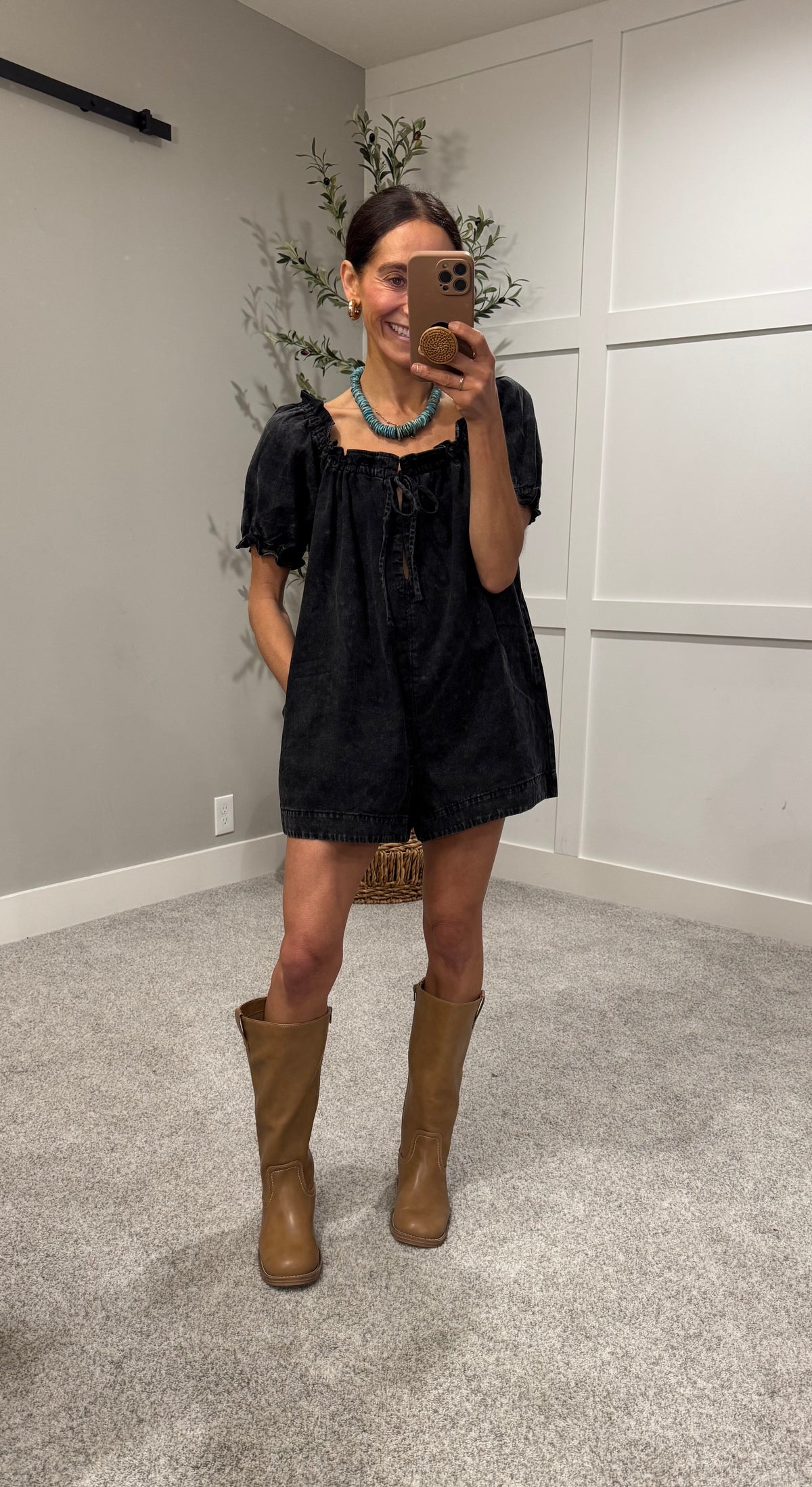 Gia Romper | Washed Black