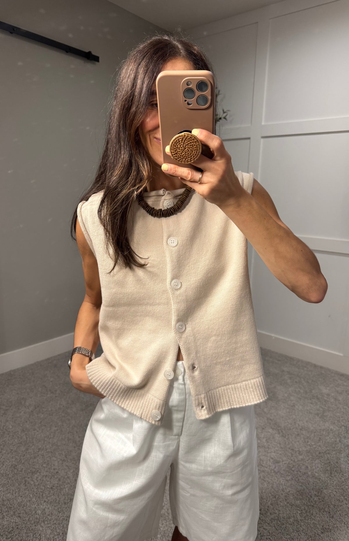 Knit Vest Top | Oatmeal