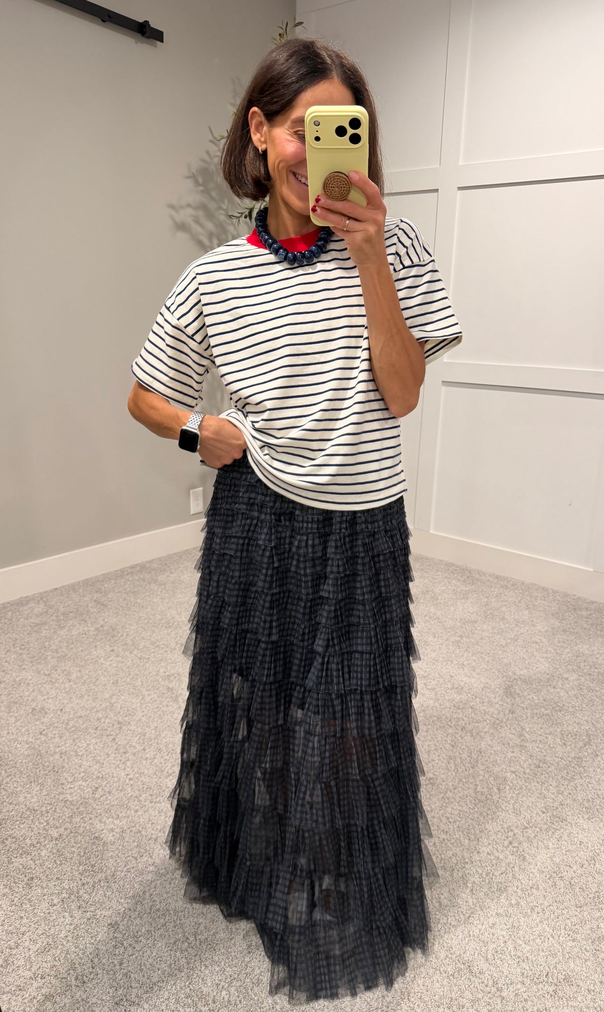 Jude Striped Tee | Navy/Red
