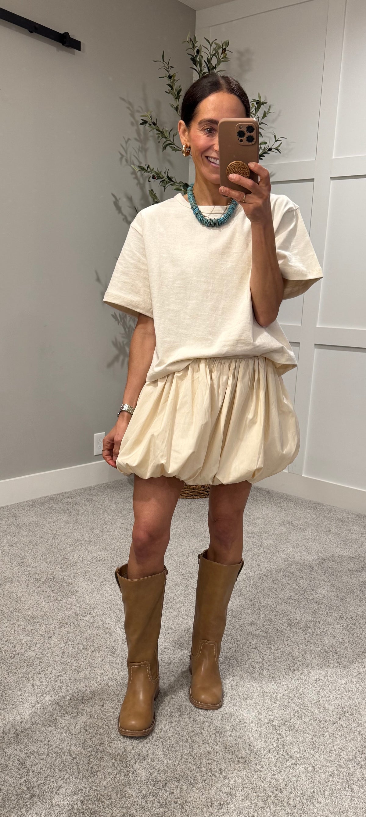 Mimi Bubble Hem Mini Skirt | Cream