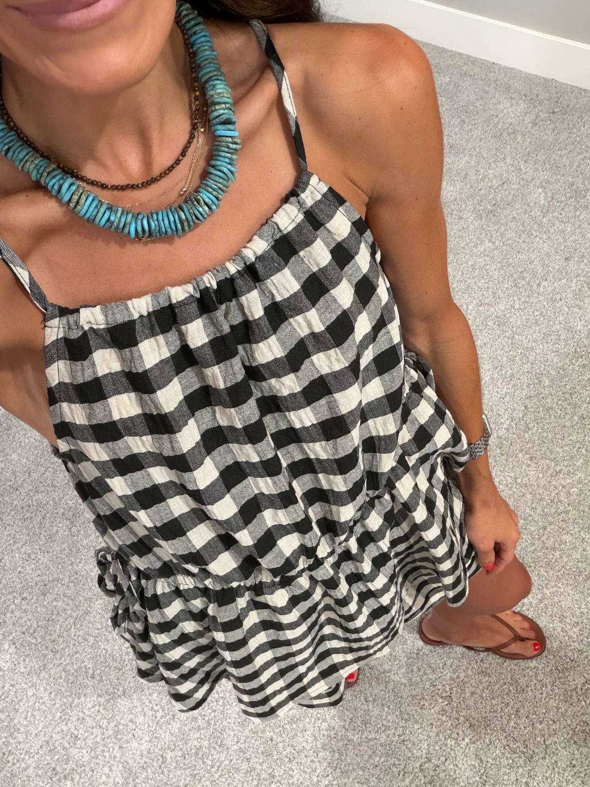 Meadow Gingham Top | Black/Ivory