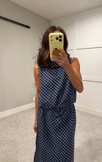 Sally Plaid Set | Navy/Blule