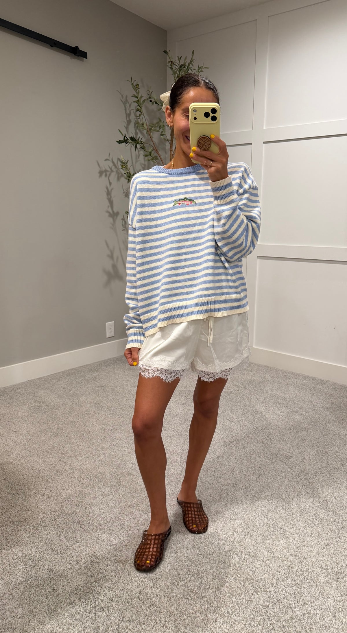 Scalloped Lace Trim Shorts | Off White