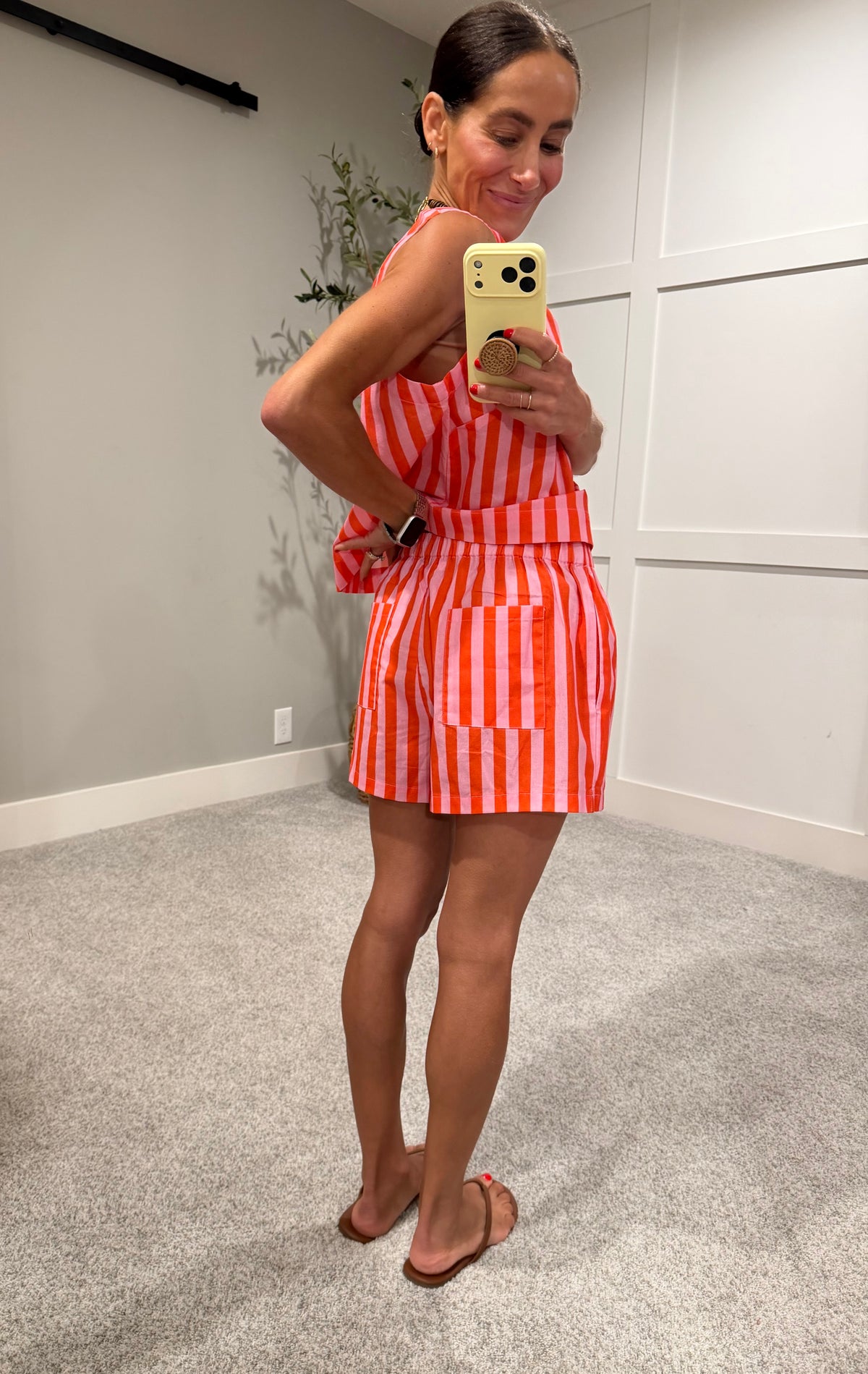 Punch + Coral Striped Set