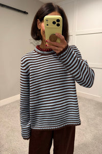 Everyday Cozy Stripe Knit Sweater | Choco/Blue