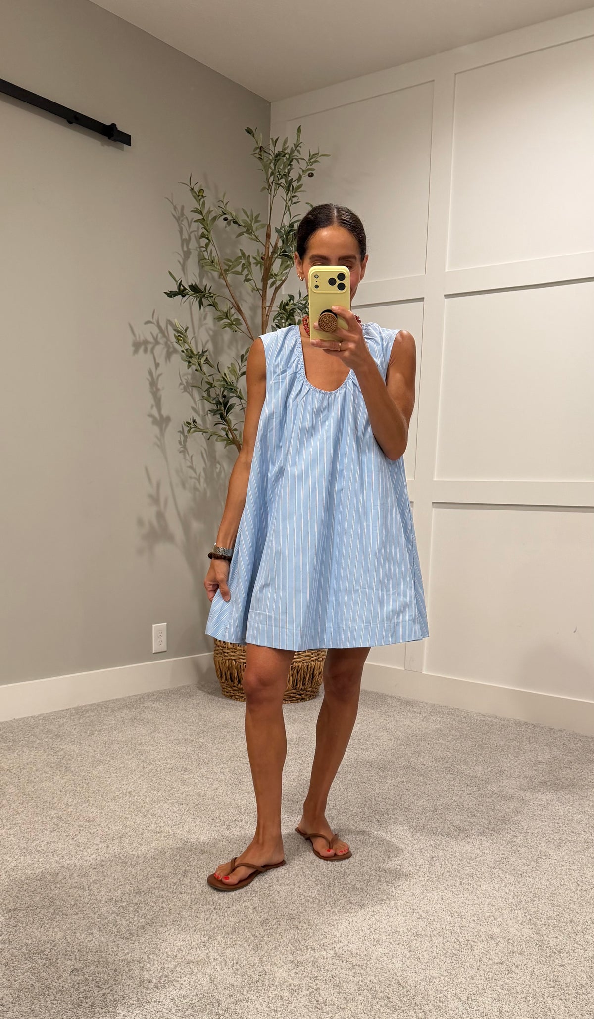 Talia Swing Dress | Light Blue Stripe