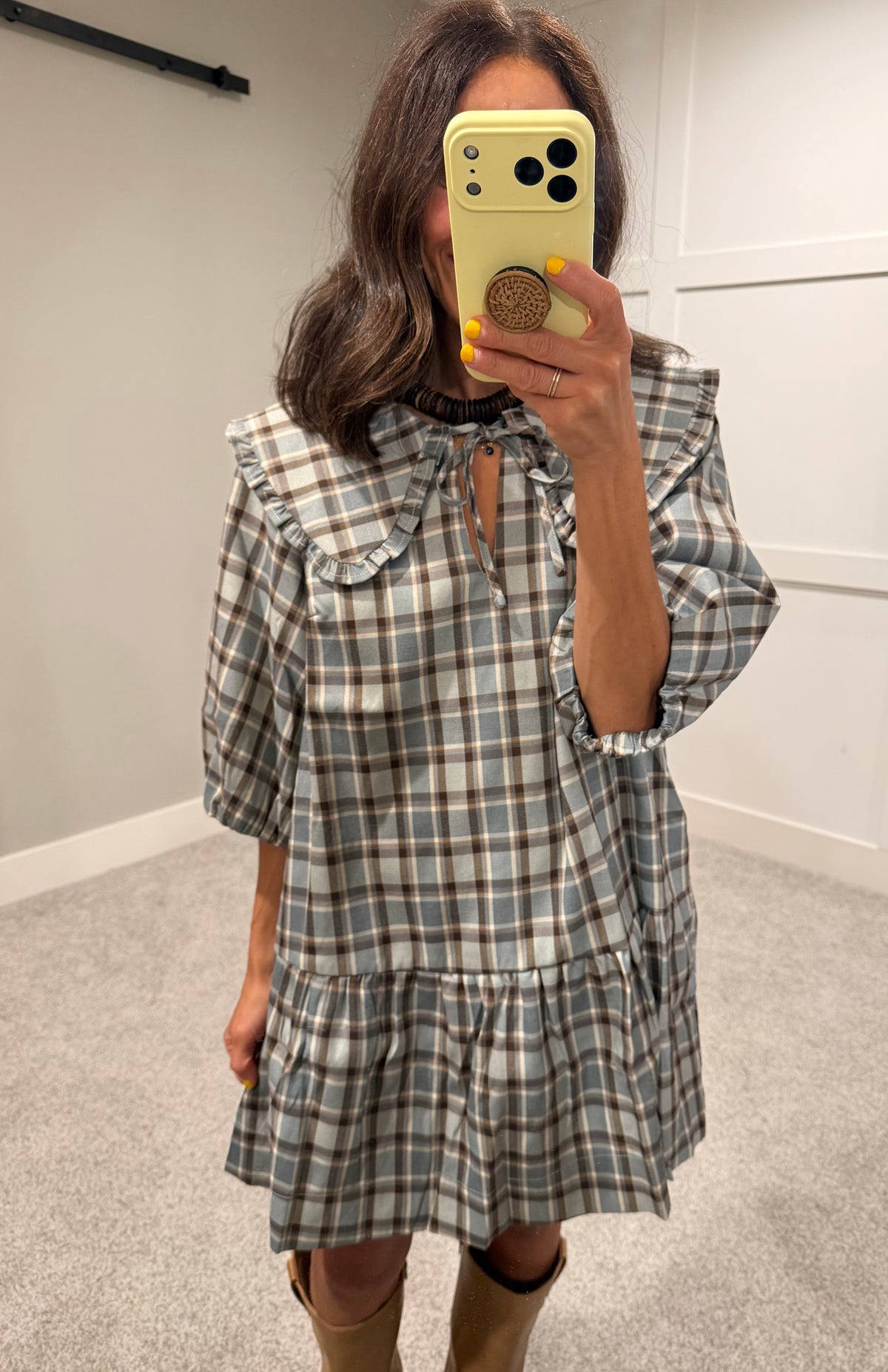 Dove Peter Pan Collared Dress (WITH LINED SHORTS)