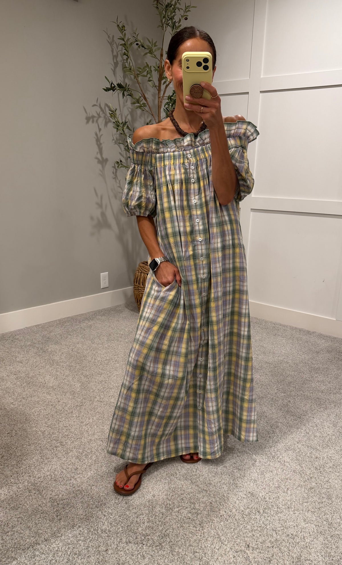 Charlotte plaid maxi dress | Sage