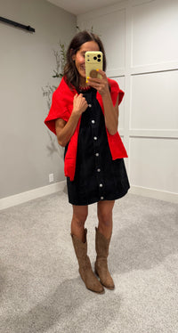 Langley Denim Mini Dress | Washed Black