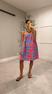 Cherry Blue Checkered Dress