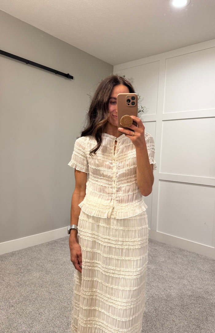 Ava Crinkle Top | Cream