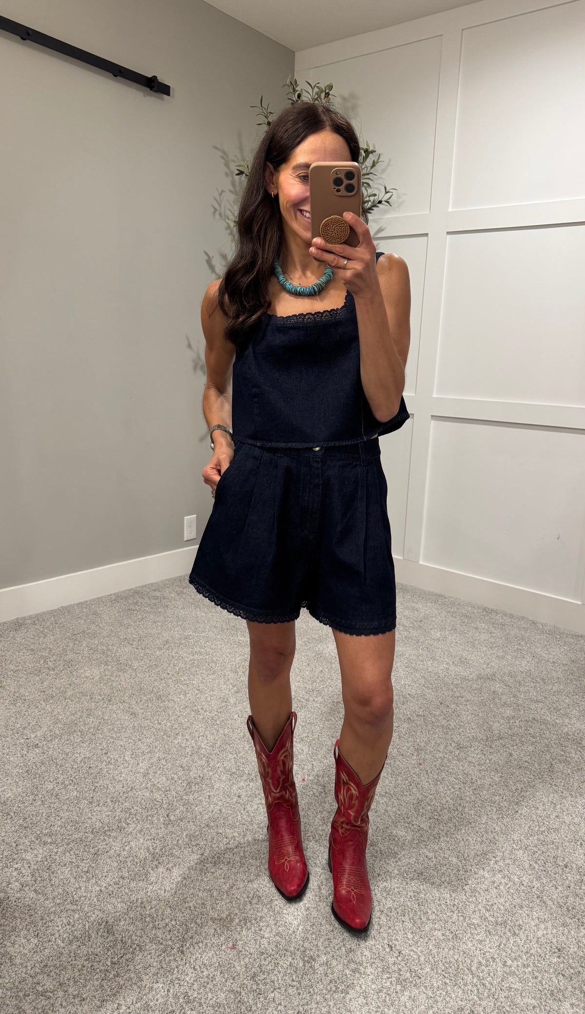 Annabel Denim Top | Dark Denim