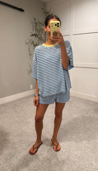 Coffee Run Striped Top | Blue