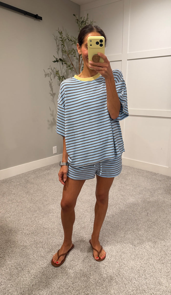 Coffee Run Striped Top | Blue