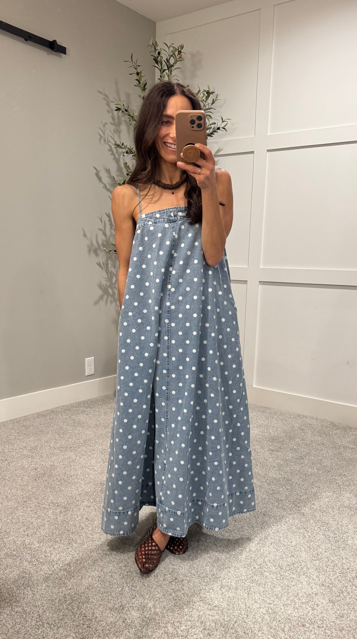 Blair Polka Dot Denim Dress – Habibi Clothing