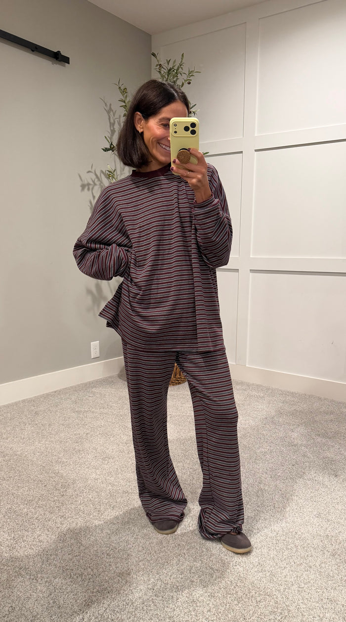 Lorenze Striped Set | Maroon Multi Stripe