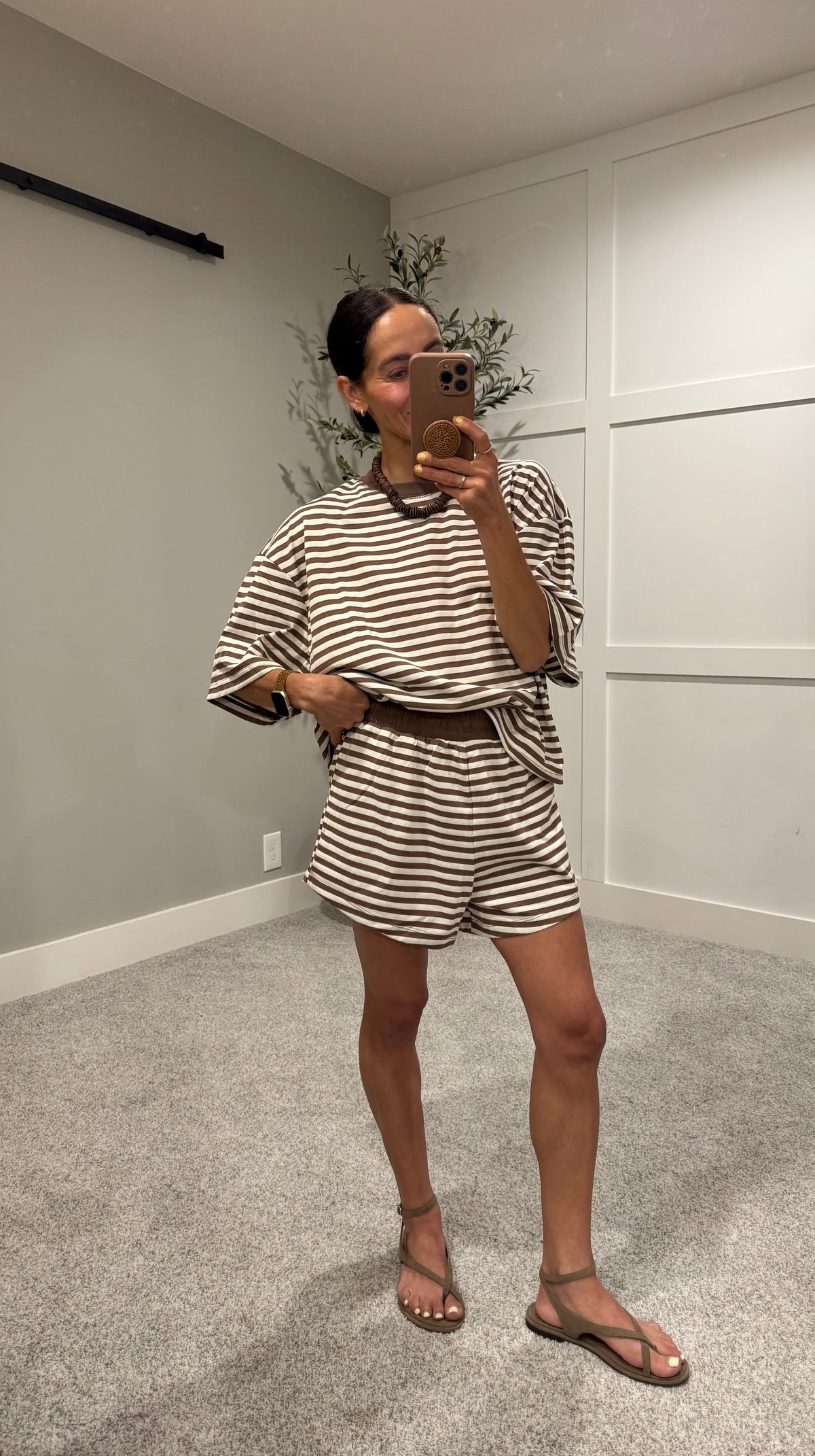 Lena Striped set | Cream/Brown