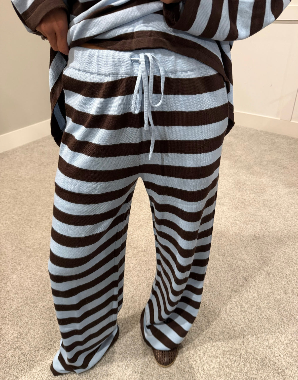 Brooklyn Striped Set | Brown/Blue