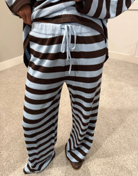 Brooklyn Striped Set | Brown/Blue