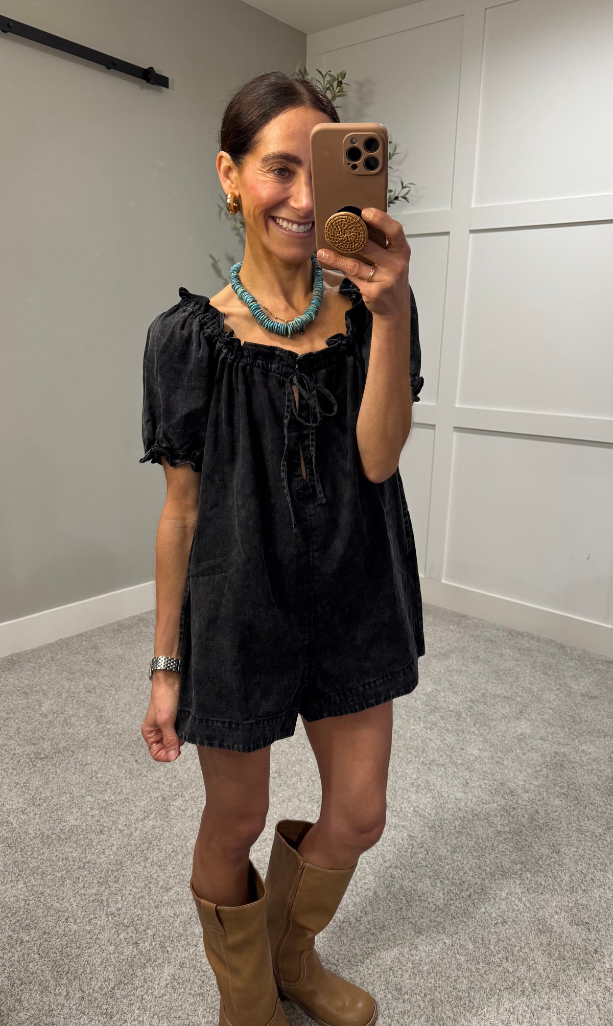 Gia Romper | Washed Black