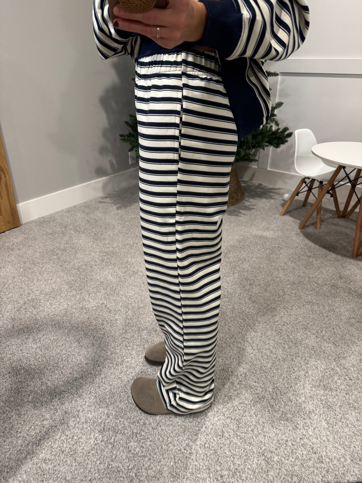 Crew Navy Striped Sweatpants