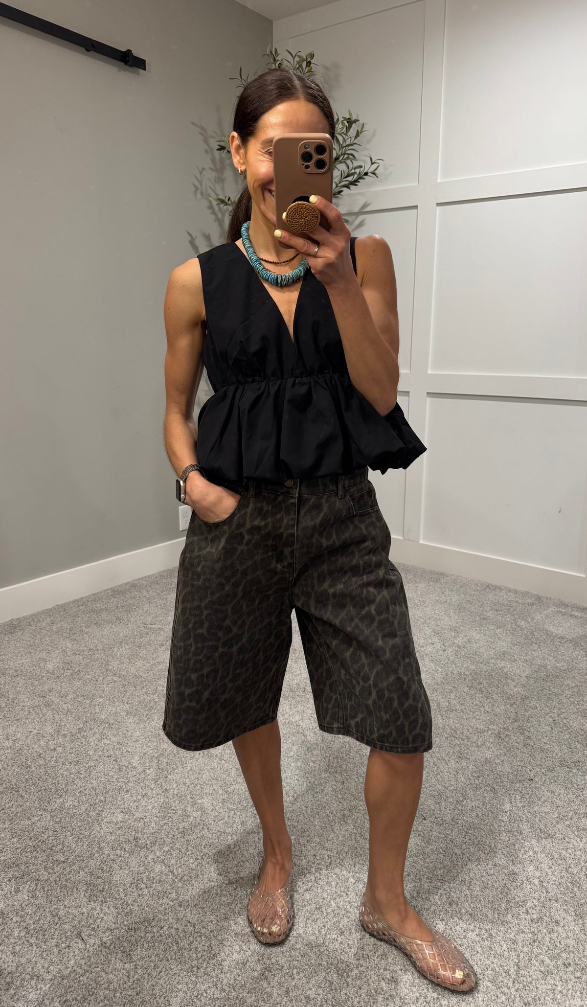 Peplum Bubble Top | Black