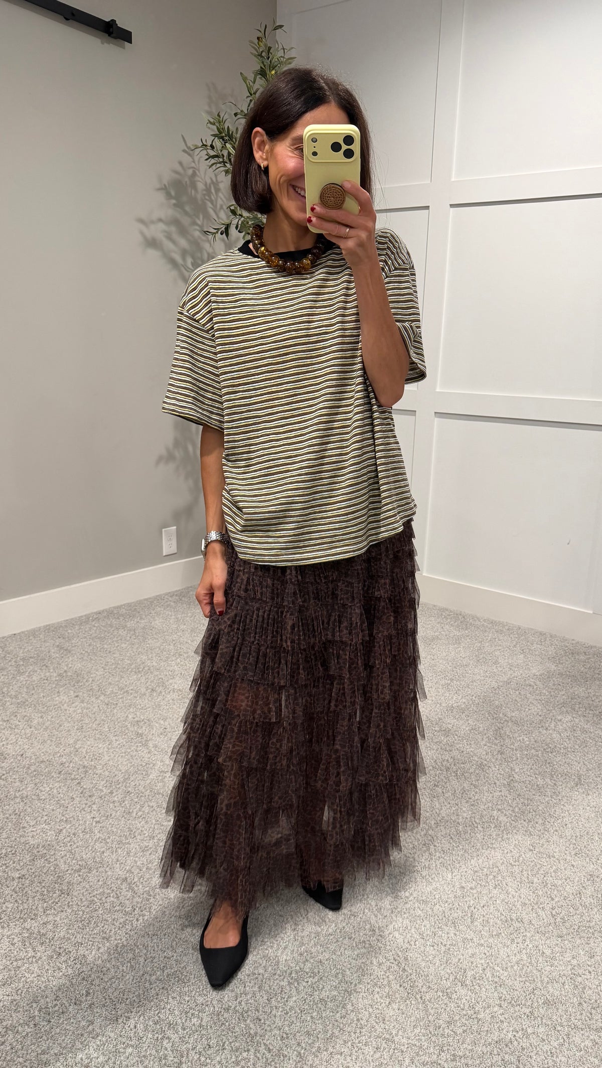 Perfectly Oversized Striped Tee | Black/Brown Stripe