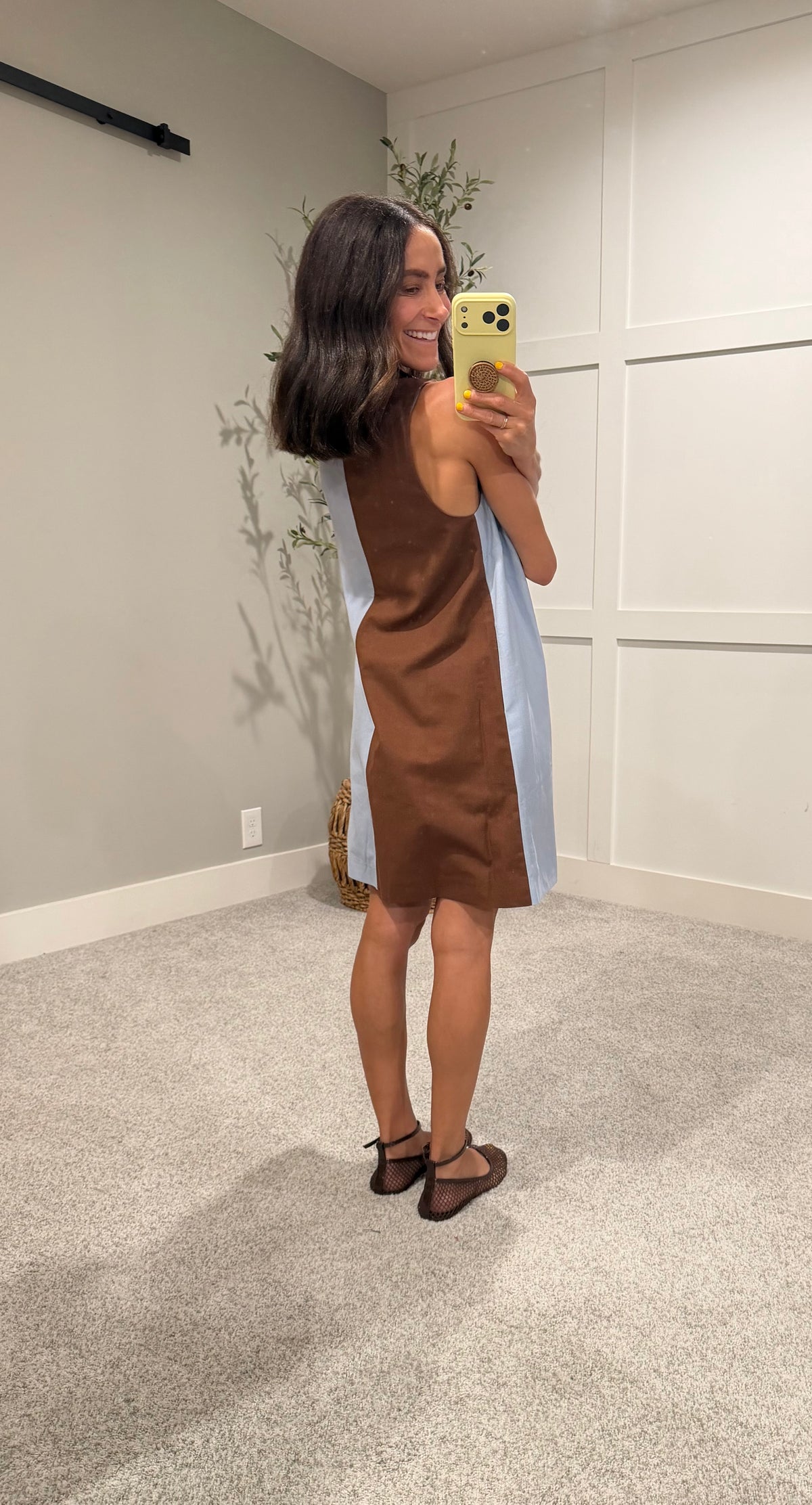 Color Block Shift Dress | Blue/Brown