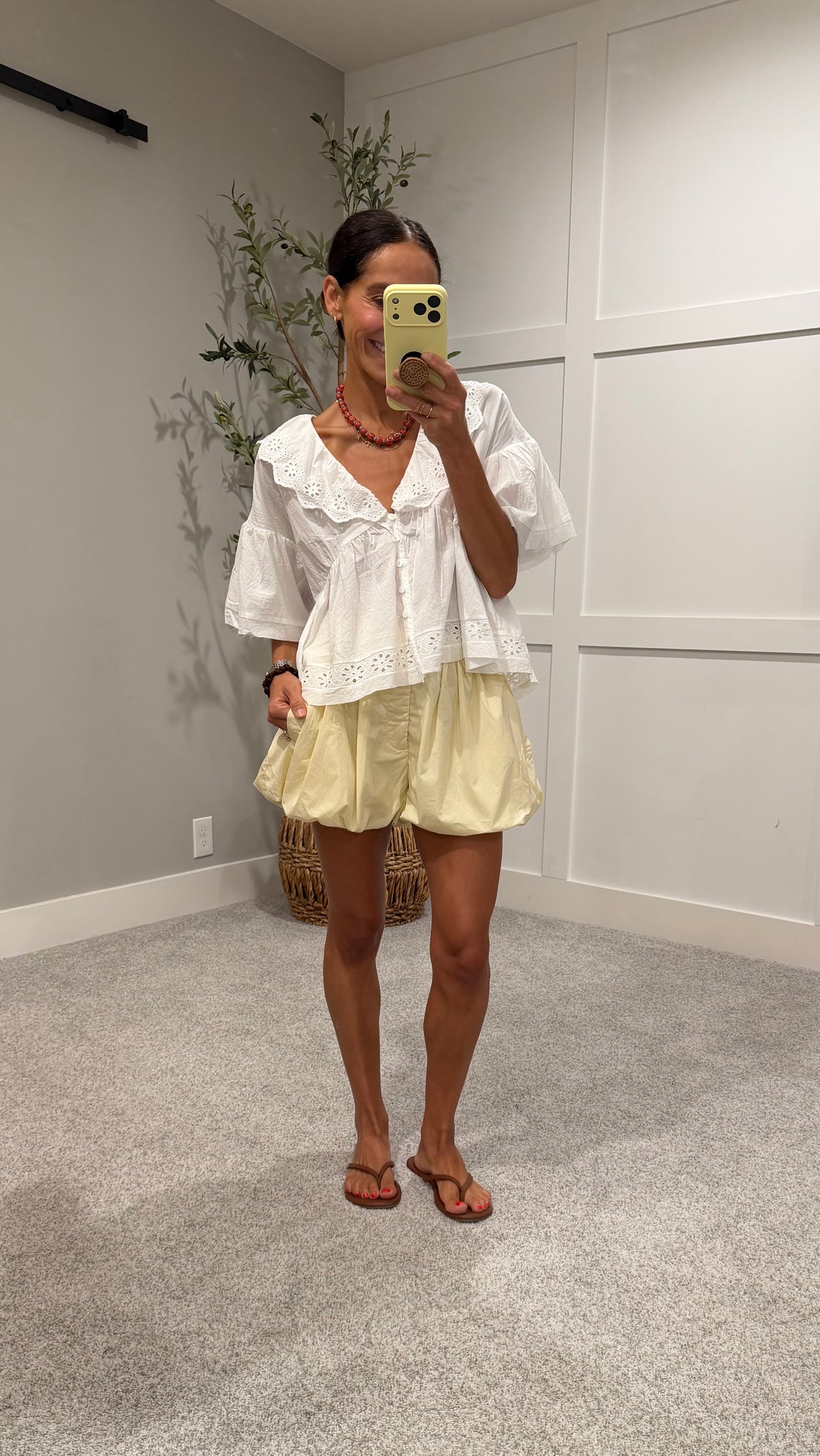Sofie Bubble Hem Shorts | Butter Yellow