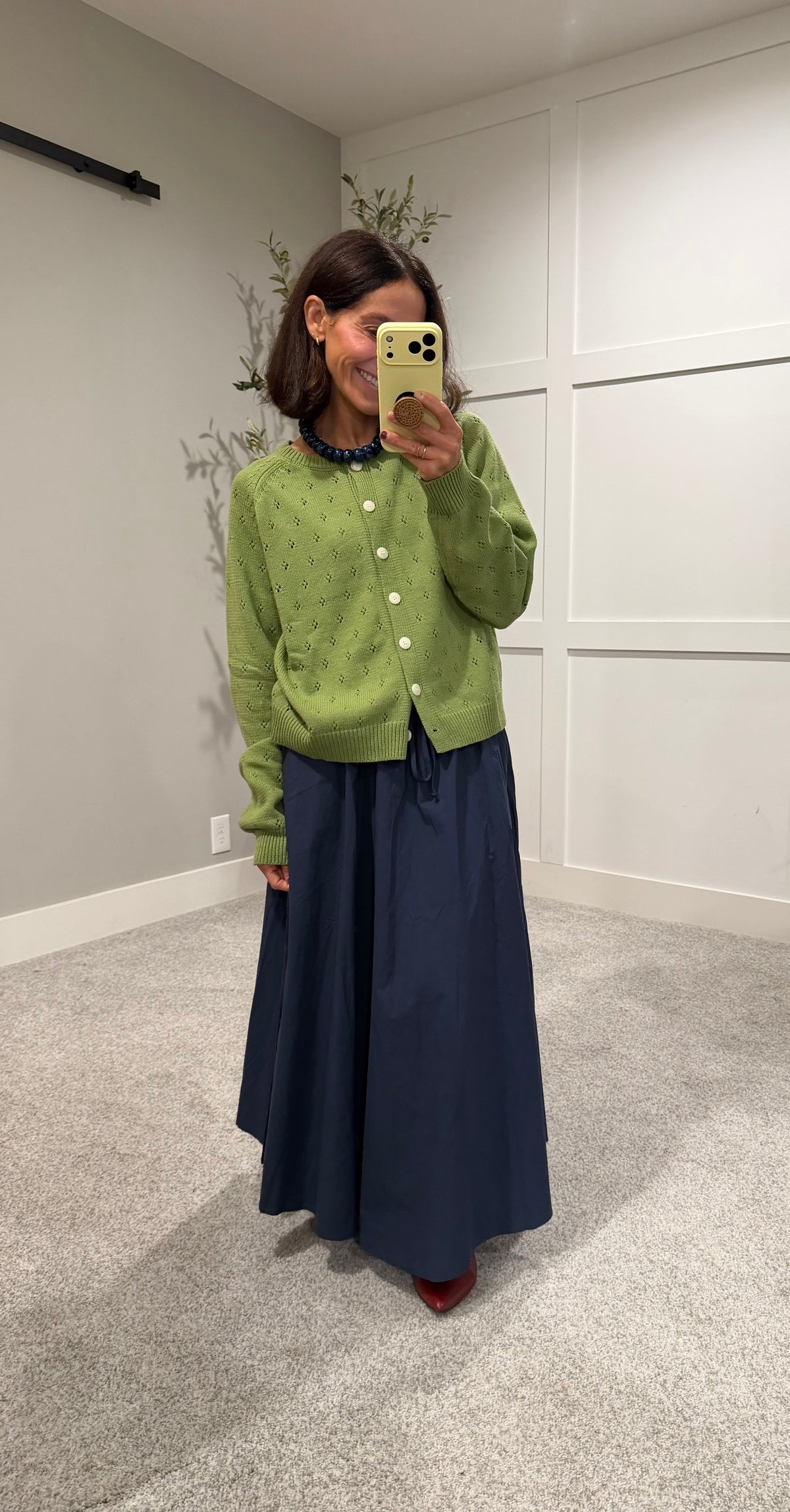 Navy Cotton Poplin Maxi Skirt