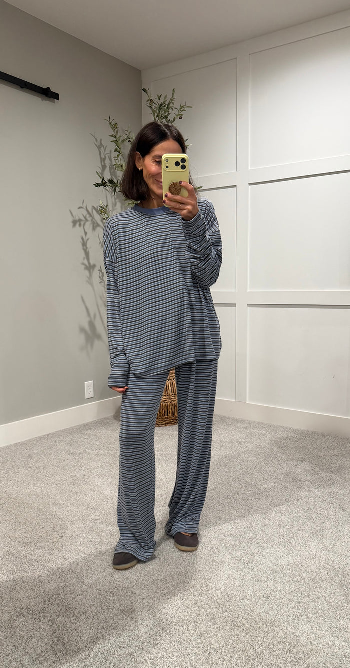 Langston Striped Set | Blue/Grey