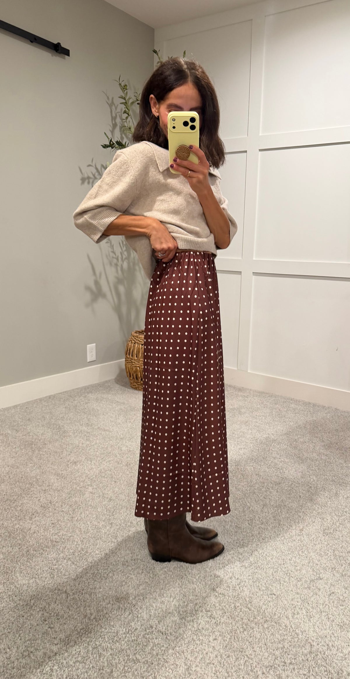 Polka Skirt | Brown/Ivory