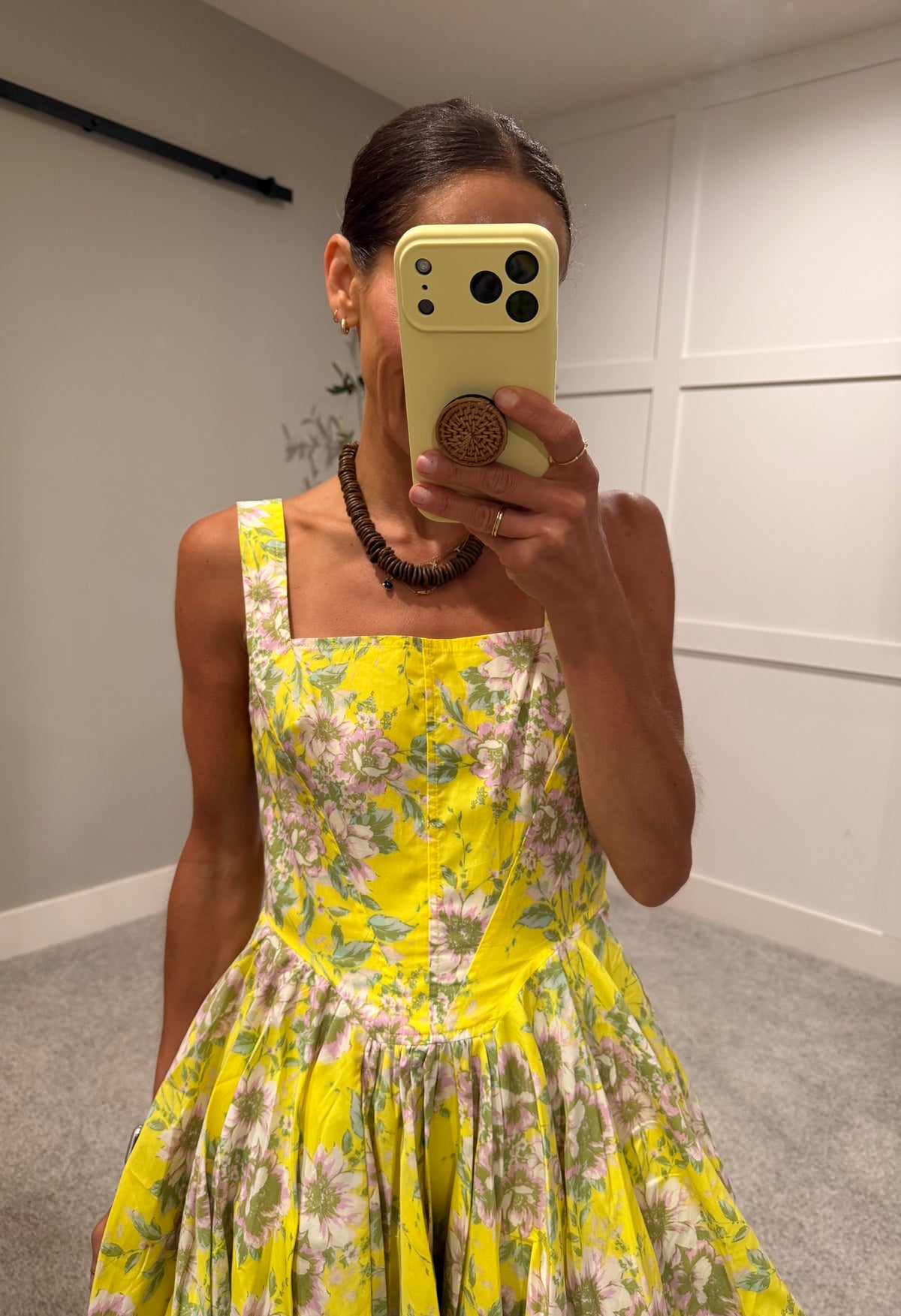 Elsie Floral Balloon Mini Dress | Yellow