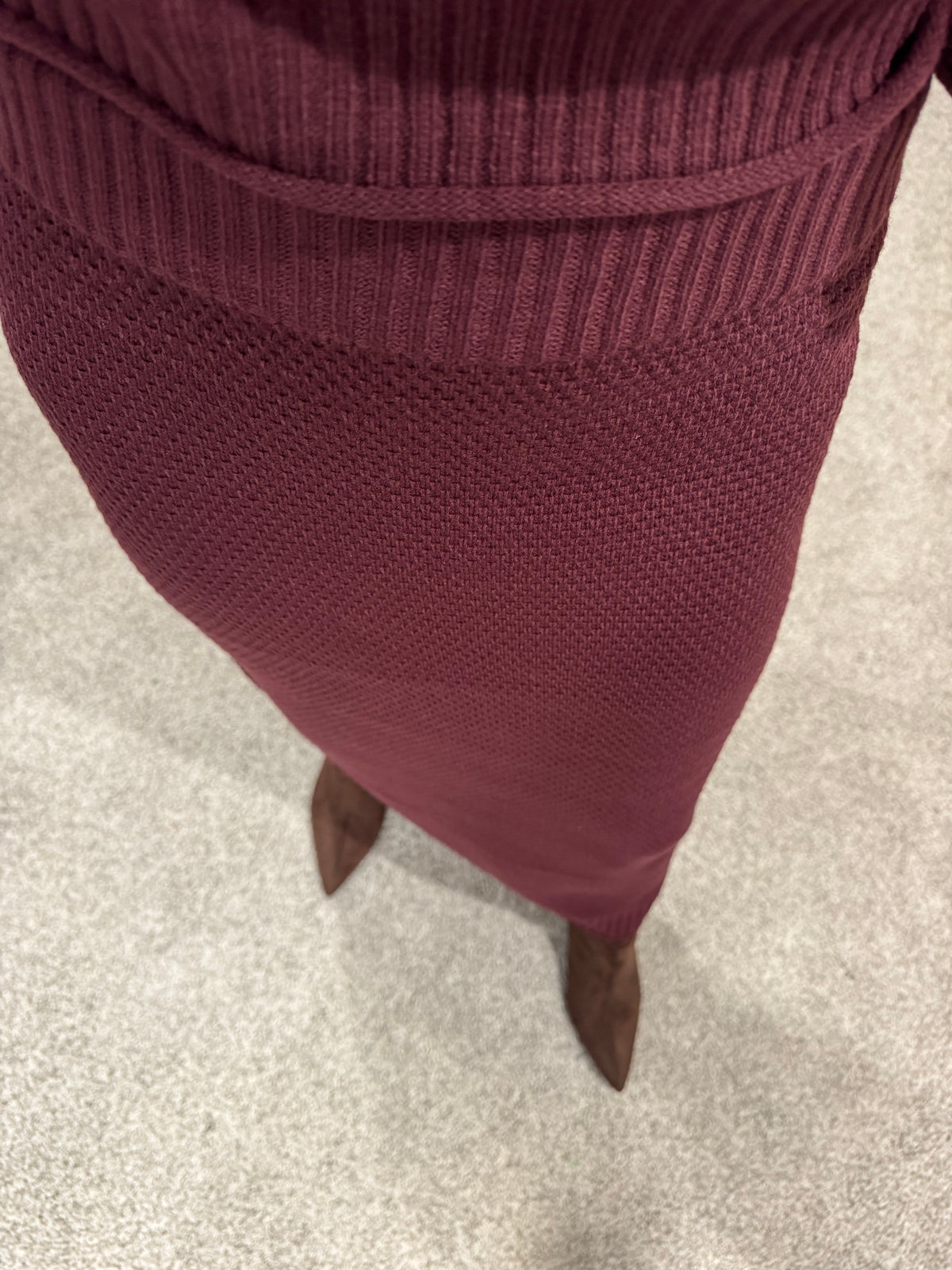 Textured Knit Skirt | Dark Cherry