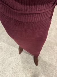 Textured Knit Skirt | Dark Cherry