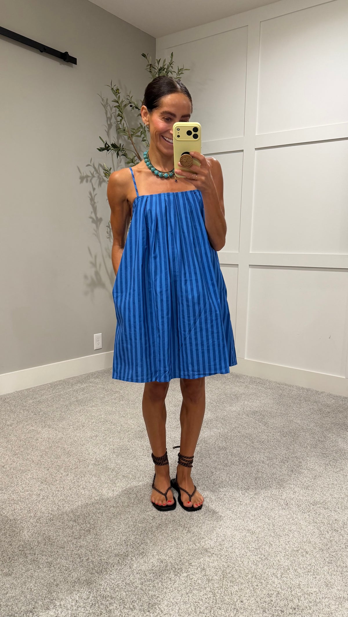 Candy Stripe Babydoll Mini Dress  | Blue Stripe