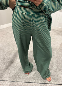 Lounging Brushed Knit Pants | Green/Cream