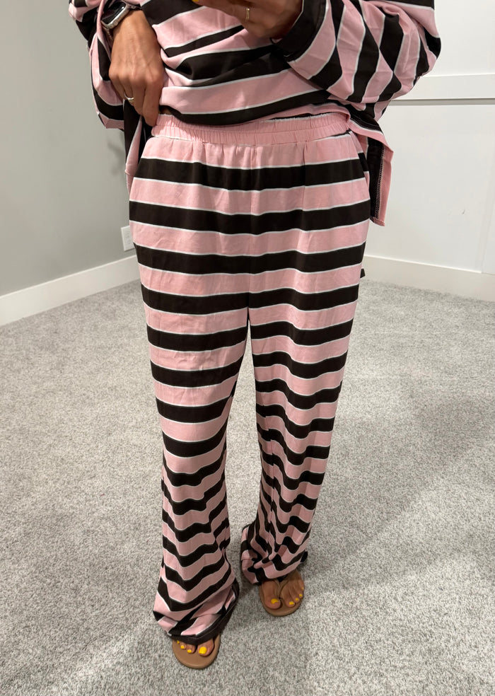 Sheila Striped Pants | Pink/Brown