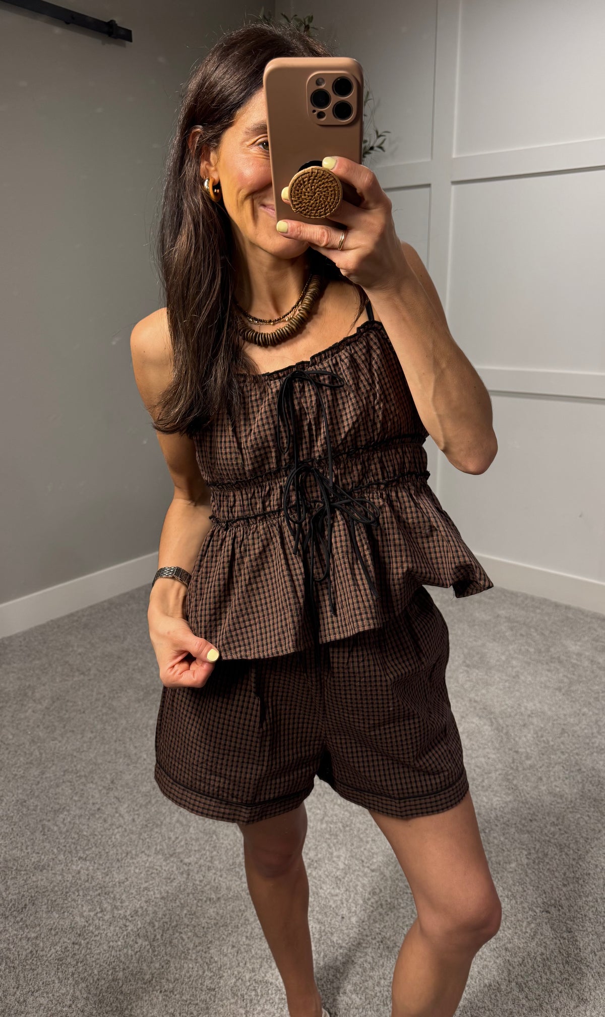 Brownie Checkered Top