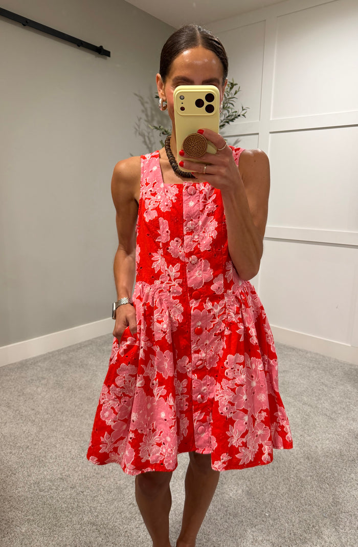 Azuela Floral Dress | Red/Pink