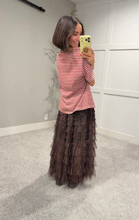 Perfectly Oversized Striped Tee | Red/Brown Stripe