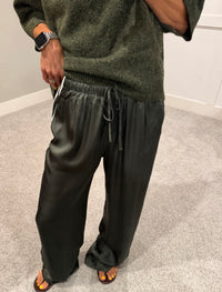 Jackie Satin Track Pant | Deep Green