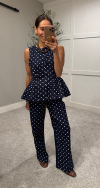 Amelia Denim Polka Dot Set