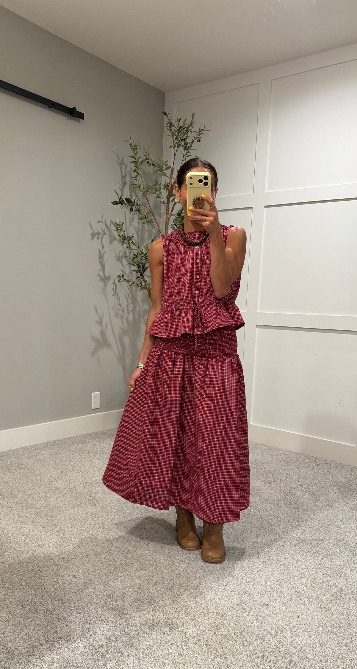The Camryn Plaid Skirt | Burgundy Red