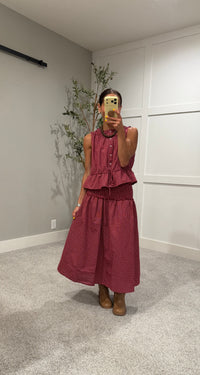 The Camryn Plaid Skirt | Burgundy Red