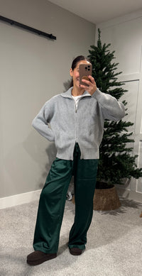 Two Way Zip Sweater Jacket | Grey