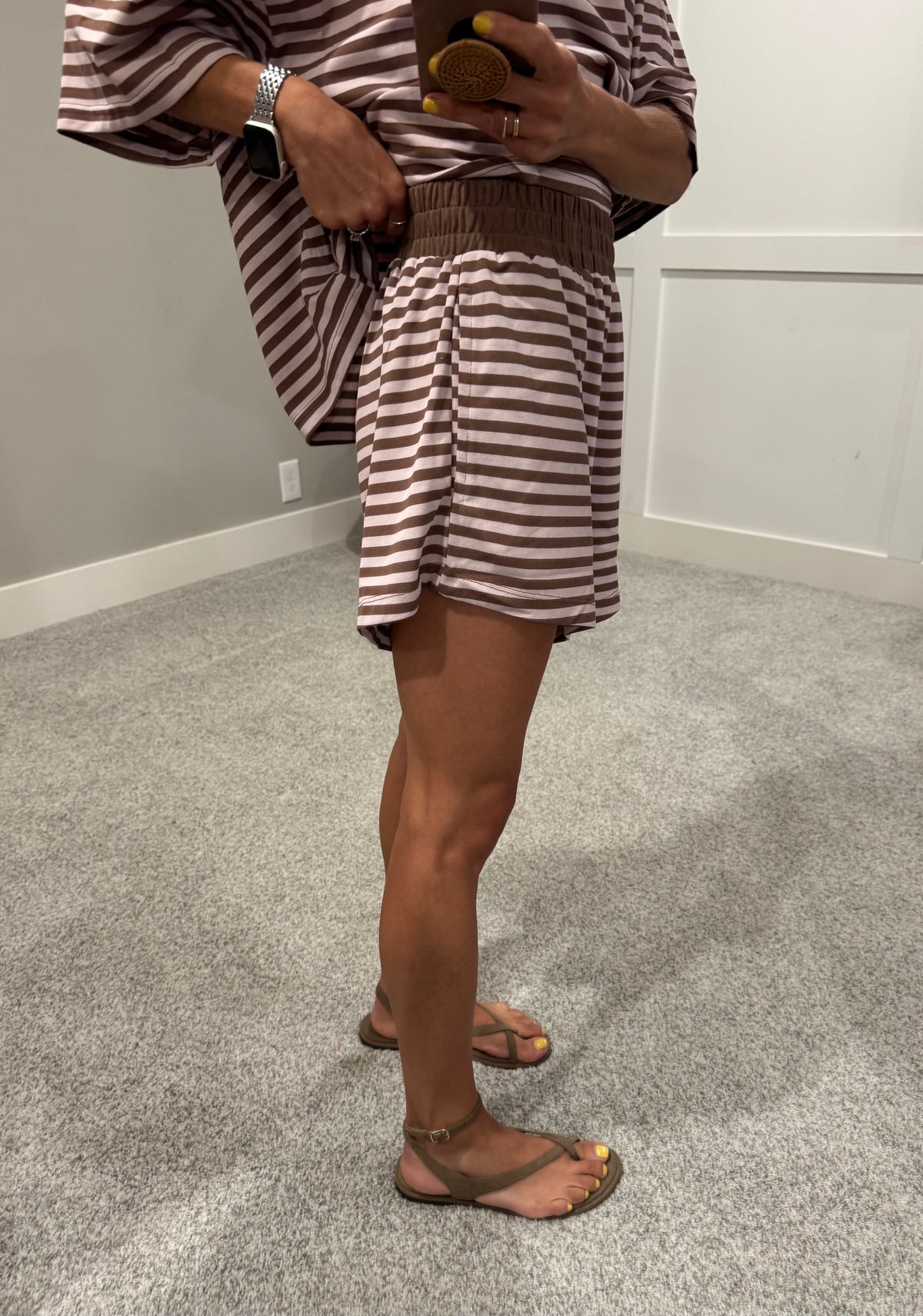 Lena Striped set | Mauve/Brown