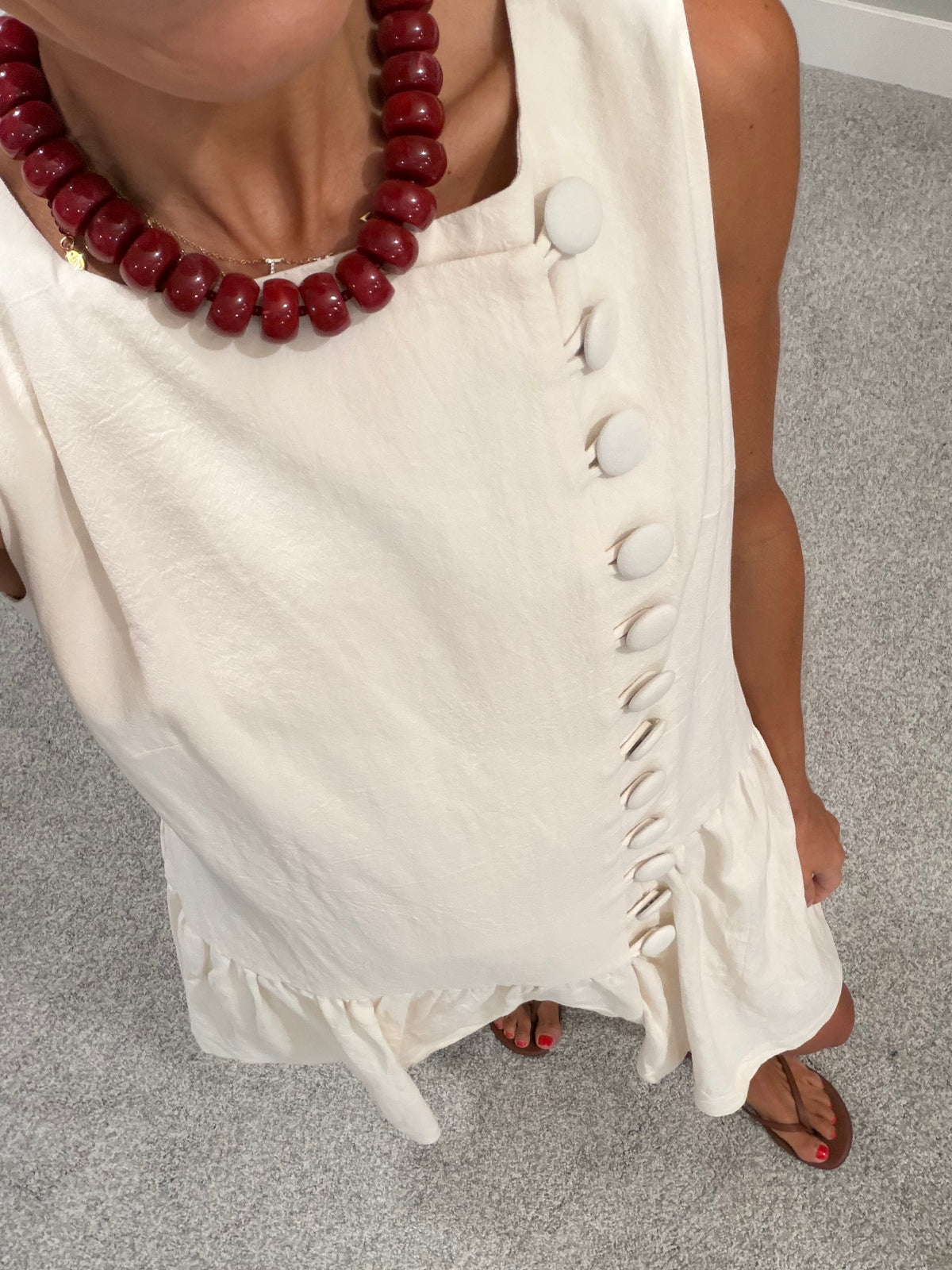 Sadie Drop Waist Mini Dress | Chalk