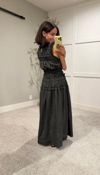 Neily Gingham Maxi | Olive/Charcoal Grey