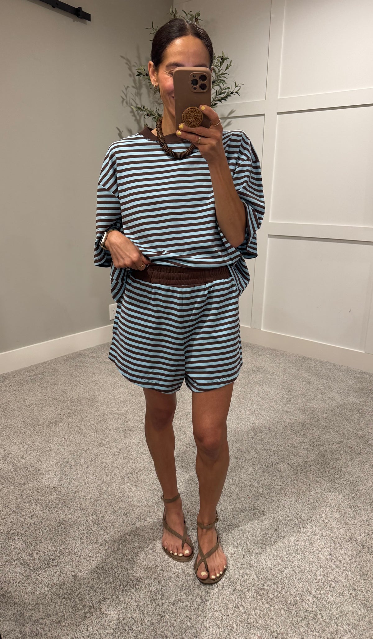 Lena Striped set | Blue/Brown